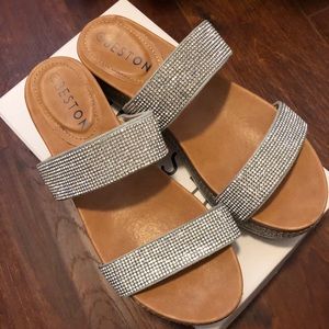 Silver rhinestone platform sandals